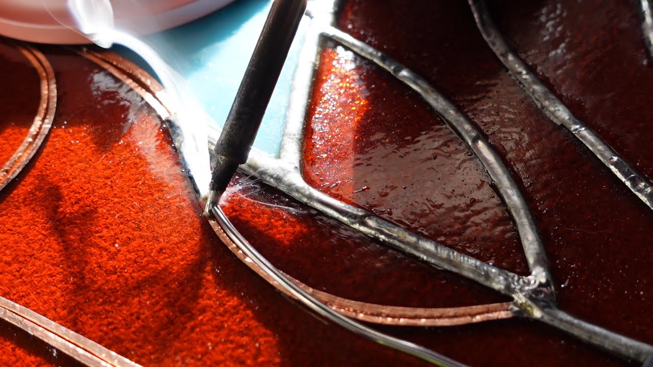 Stained Glass Soldering[ASMR] (White Noise + Sizzling Sounds)