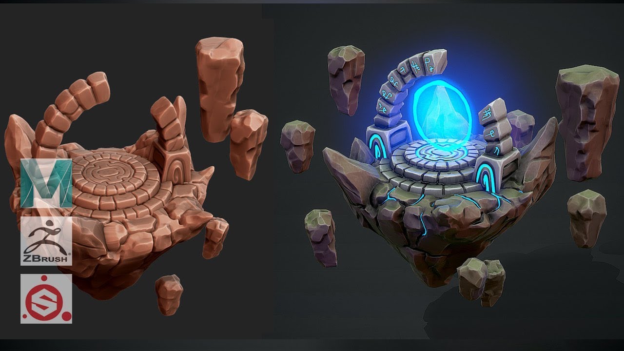 Autodesk Maya 2019, Zbrush 2019, Painter - Стилизованный портал