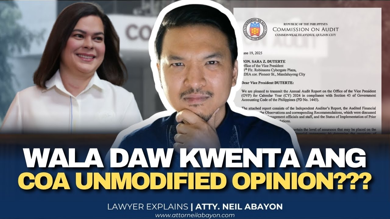 OVP, Nakatanggap ng UNMODIFIED OPINION from COA for 2024 Budget! #LawyerExplains #AttorNEIL