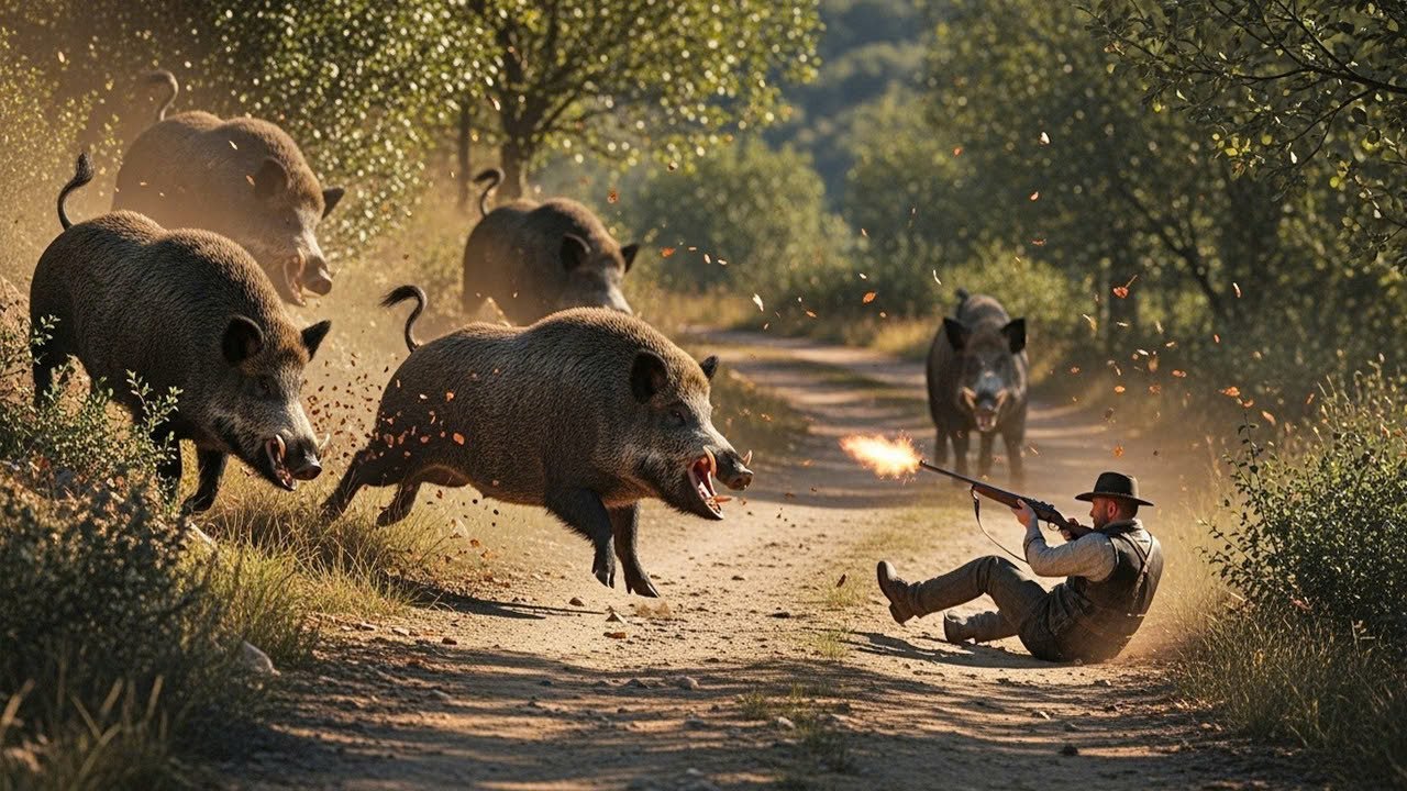 Tragic! Giant Hog Attack Hunter - Best Scenes, Farmers Deal with Wild Boars Destroying Crops