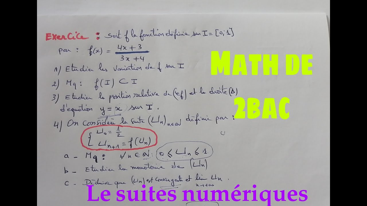 les suites numeriques....math de 2bac