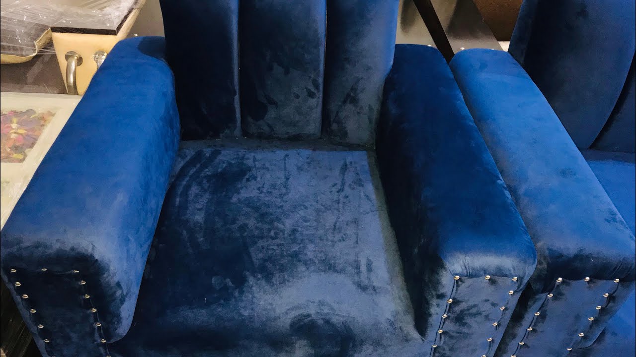 Italian suede sofa | 5 seater sofa | Blue colour