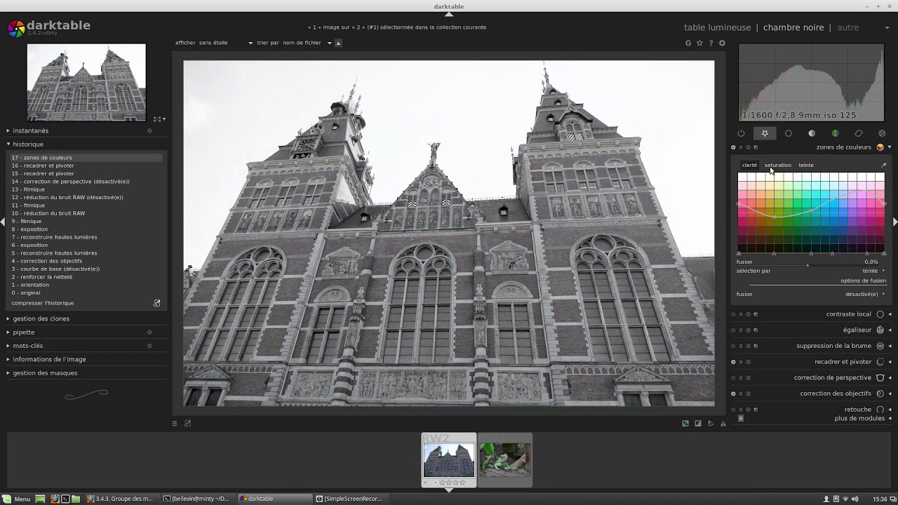 Prise en main de la chambre noire avec darktable 2.6.2