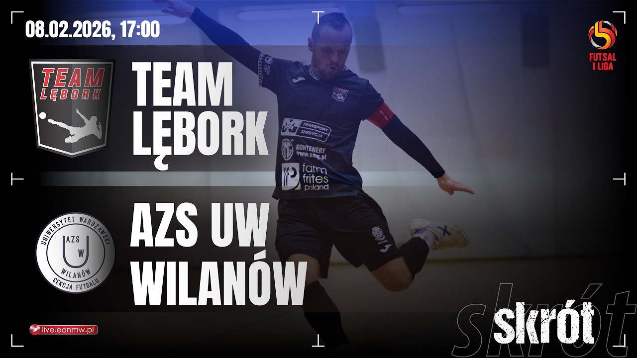 ⚽️ TEAM LĘBORK - AZS UW DARKOMP WILANÓW  🔴 skrót | 1 POLSKA LIGA FUTSALU