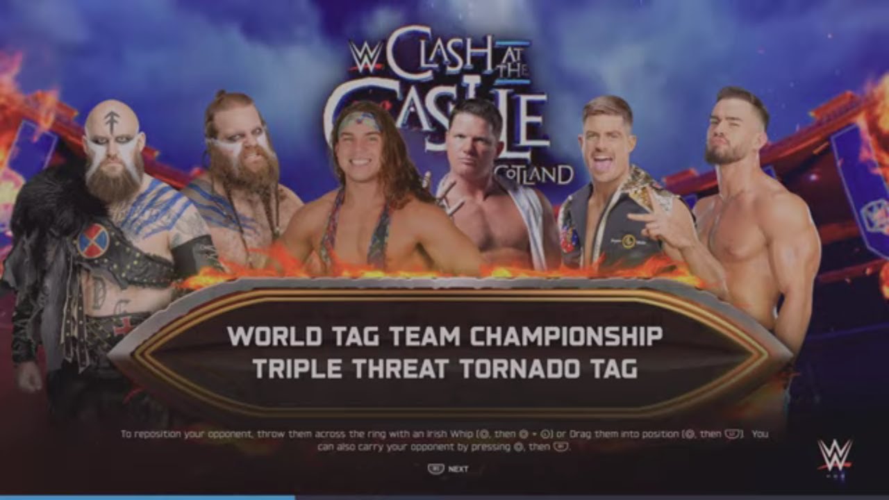 WWE 2K25 Chad, AJ VS Erik, Ivar, Waller, Theory Triple Tag Elm. Match World Tag Tittles