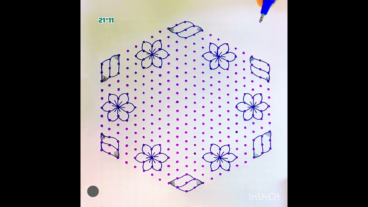 21*11 средних точек ранголи/креативные цветы ранголи/фестиваль Чуккала Муггулу специальный