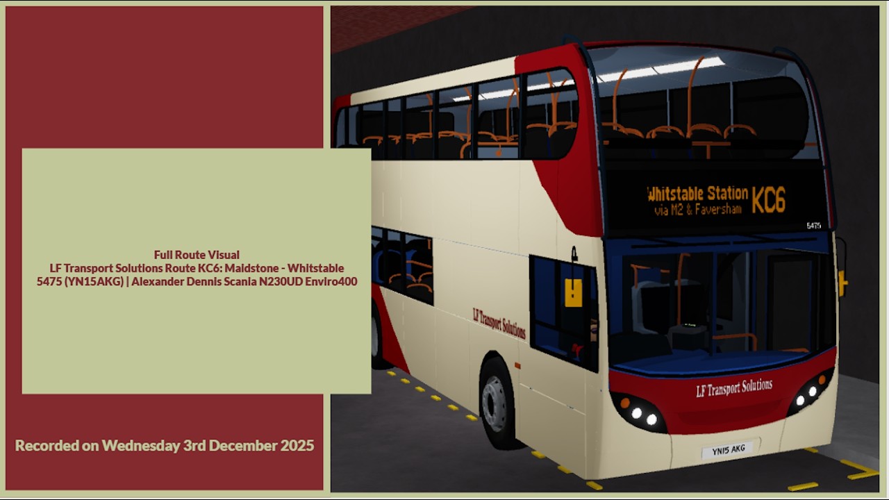 Full Route Visual | LF Transport Solutions Route KC6: Maidstone - Whitstable | 5475 (YN15AKG)