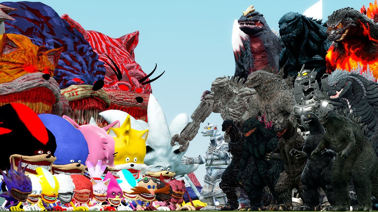 ALL SONIC TAPES VS GODZILLA FAMILY (Garry's Mod)