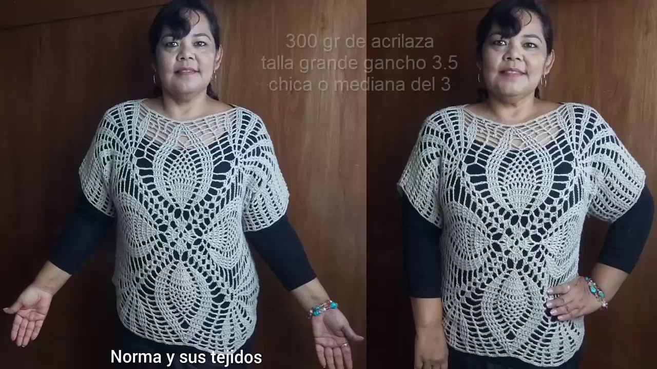 Blusa con 4 piñas a crochet muy fácil (parte 1) #crochet #blusapiñacrochetnorma