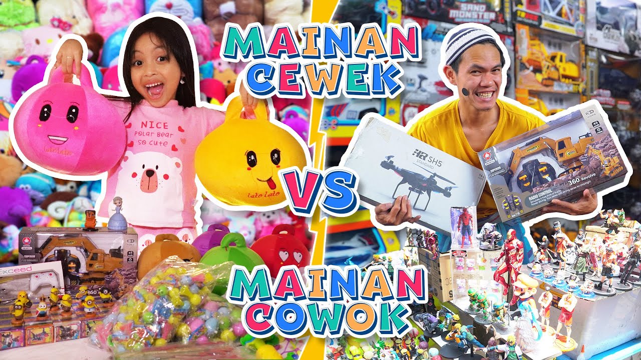 MAINAN CEWEK VS MAINAN COWOK 😱 DRAMA PARODI LEIKA VS TOMPEL BORONG SEMUA MAINAN DI PASAR ASEMKA