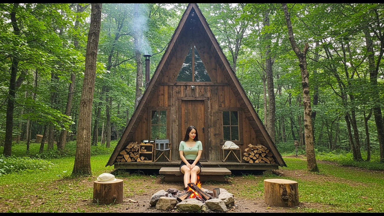 48 Hours Camping in my Private Cabin for Survival | Solo survival, Living off grid
