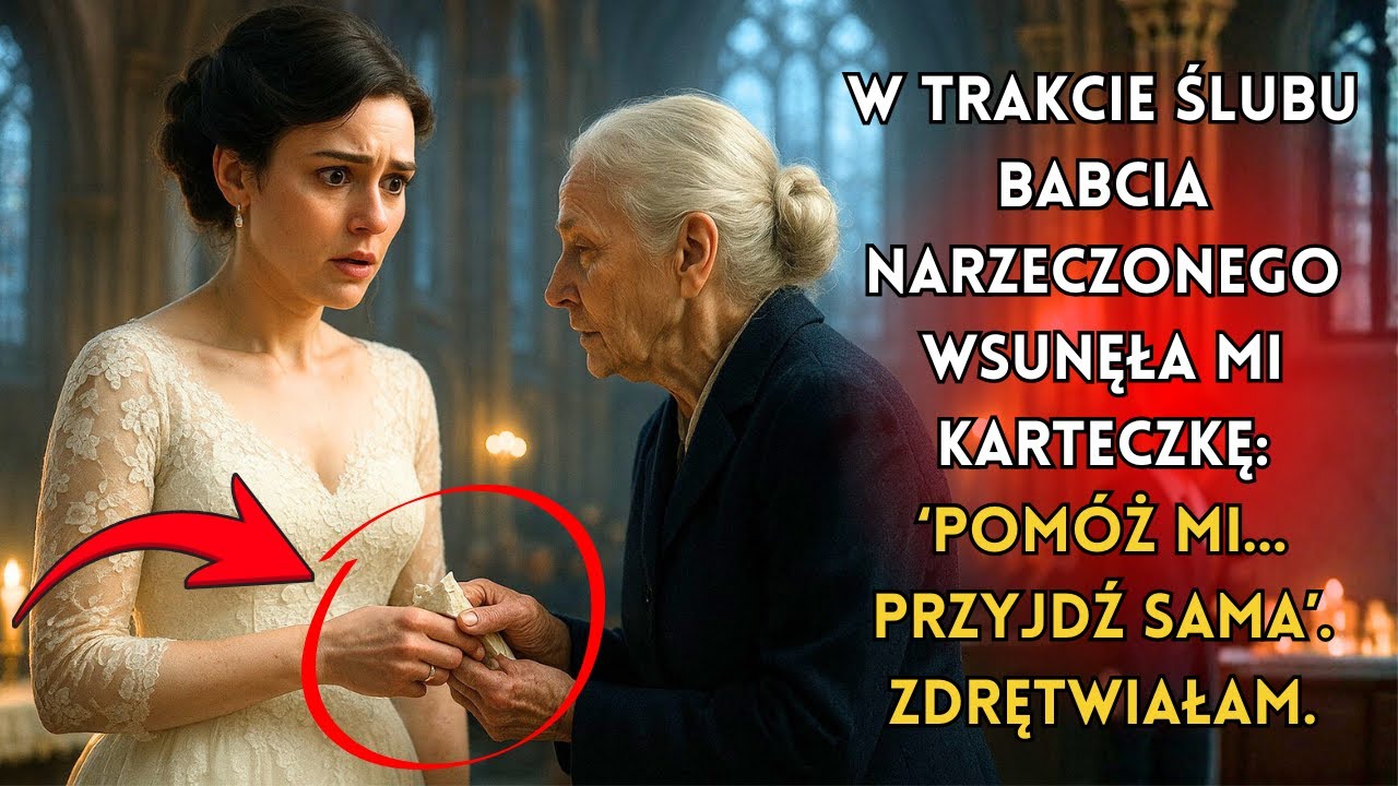 W trakcie ślubu babcia narzeczonego wsunęła mi karteczkę: ‘Pomóż mi… przyjdź sama’. Zdrętwiałam.
