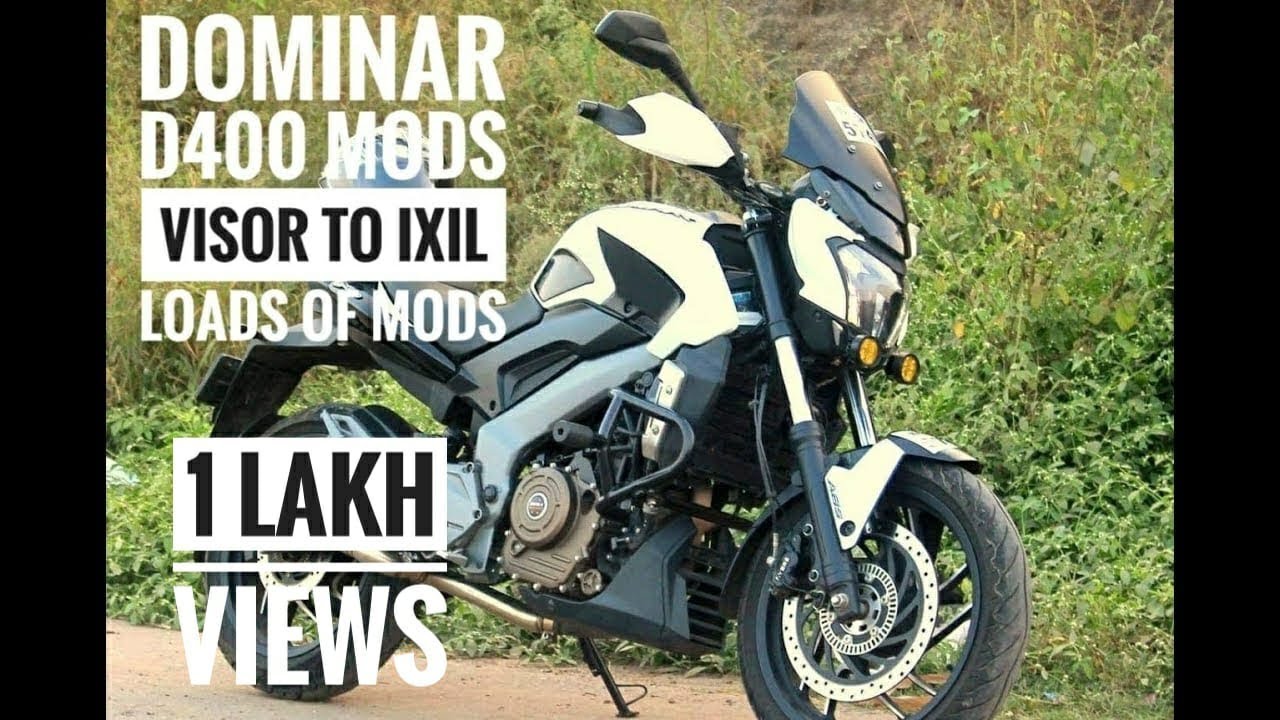 Bajaj Dominar Mods | AS200 Visor, Knuckle CrashGuards, Suspension Raisers, Ixil, Tyre Hugger, Levers