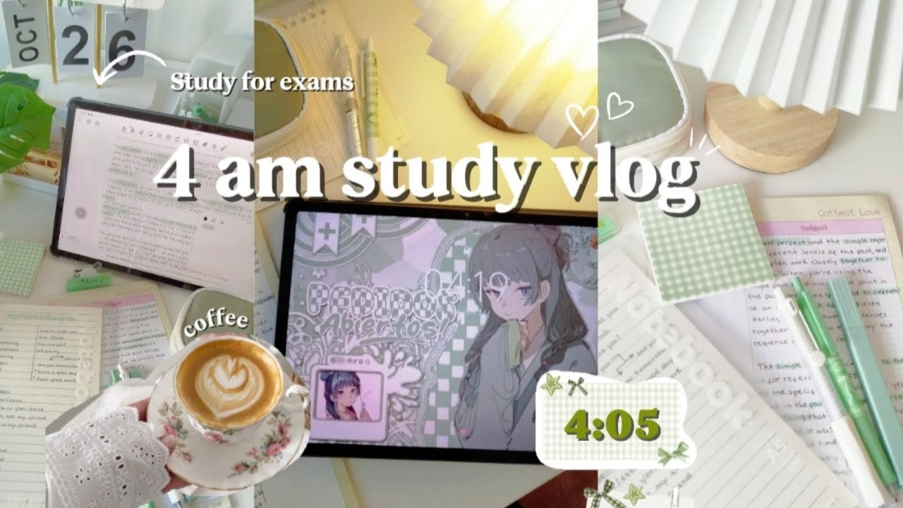 STUDY VLOG 🌱| 4 AM study productive, lots of studying, motivation☕🍰