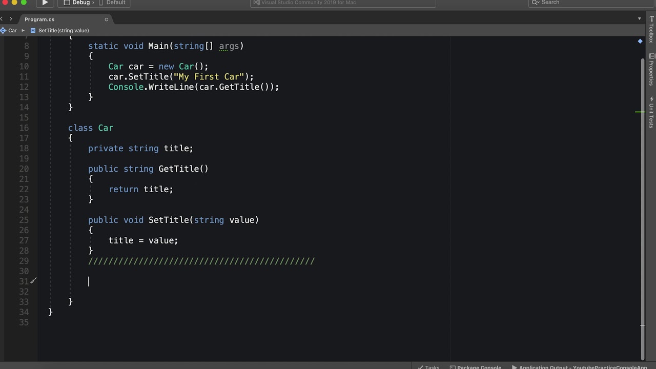 C# Tutorial: Properties, Getters and Setters