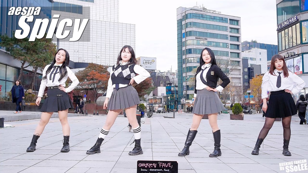 [4K] 페이브 (FAVE) - Spicy (에스파, aespa) 커버 댄스 @ 231126 신촌 버스킹 직캠 By SSoLEE