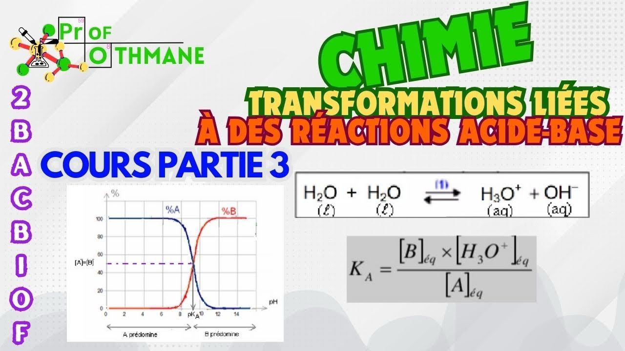 Partie 3 : Les transformations liées à des réactions acides et bases ( mélange équimolaire )