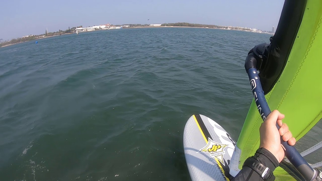 Windsurfing Broadwater JP 82 Slalom VI 132L with Neil Pryde 7.0 Convertible in 15-18knots