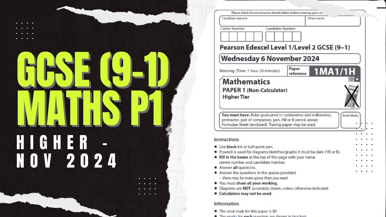 GCSE Maths Edexcel November 2024 Higher Paper 1 Exam Walkthrough | 1MA1/1H