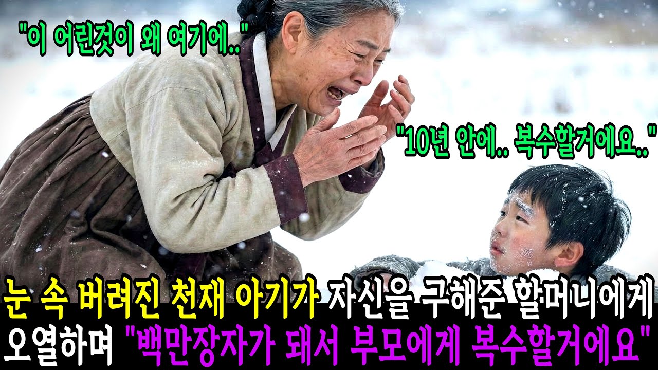 눈 속 버려진 천재 아기가 자신을 구해준 할머니에게 오열하며 