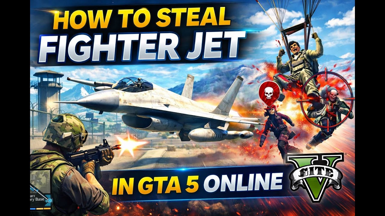 How to Steal a Fighter Jet from Military Base & Kill Players | gta 5 video game Online