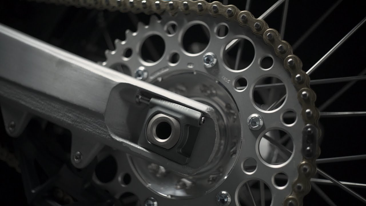Stark Future’s chain adjuster and rear axle innovation