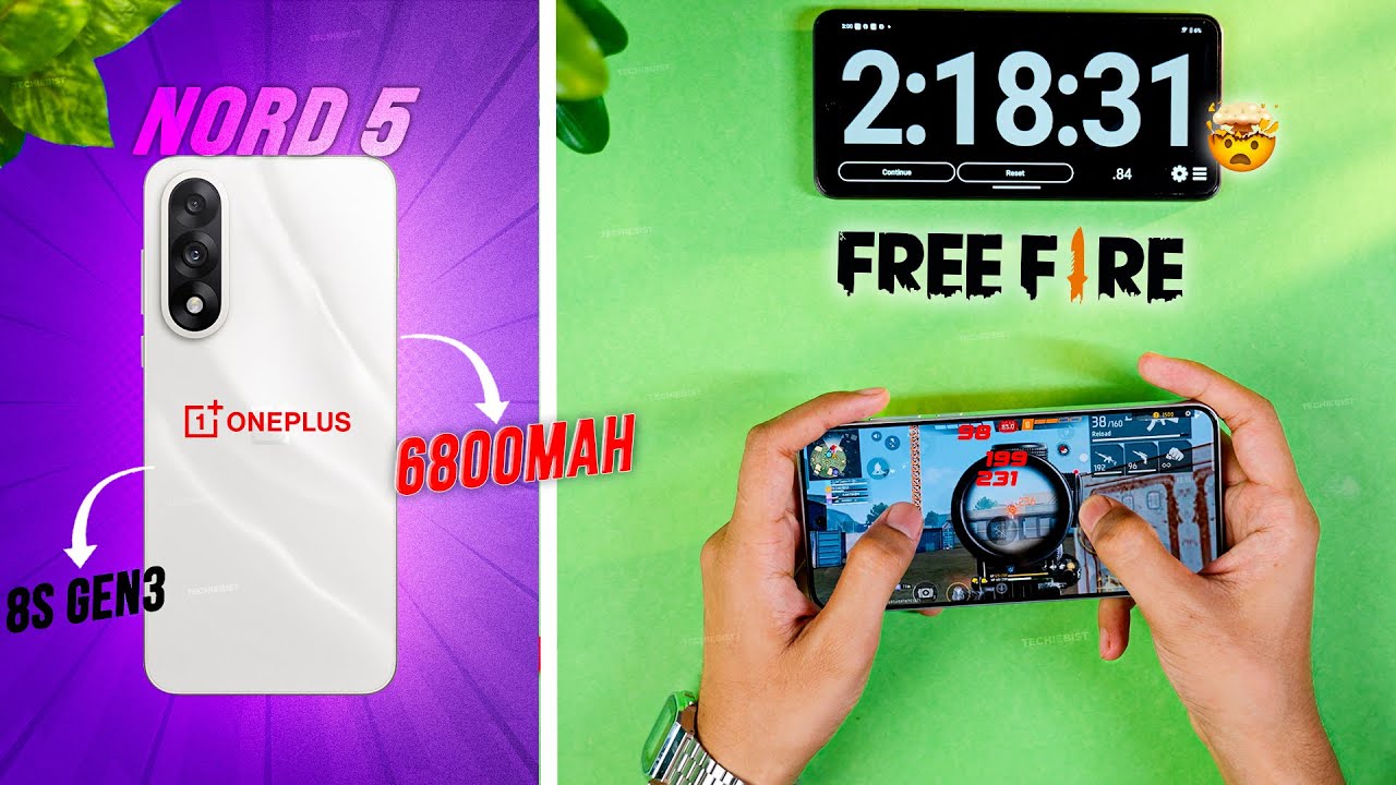 OnePlus Nord 5 Free Fire Gaming Test 🔥 Battery Drain + Heating 🔋 Real Life Check!