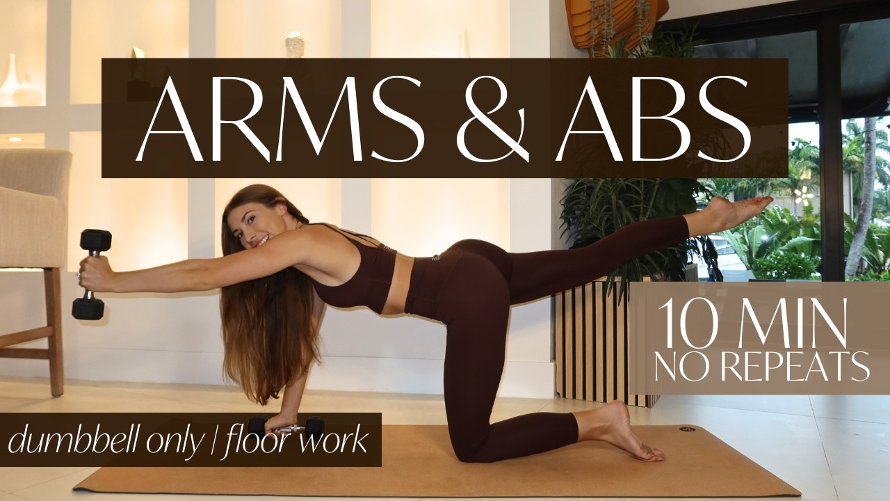 10 MIN ARMS & ABS WORKOUT - Dumbbell Only | Floor Work