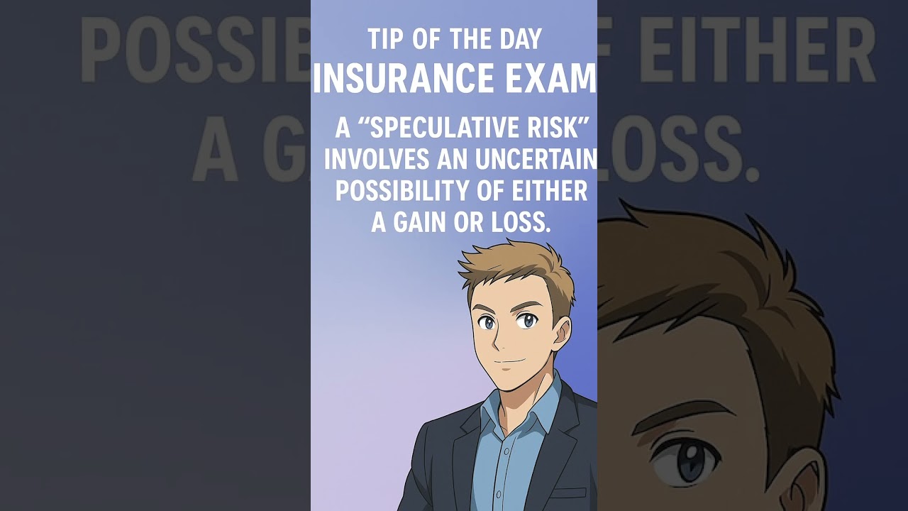 Speculative risk is NOT covered by insurance! Only pure risk is.