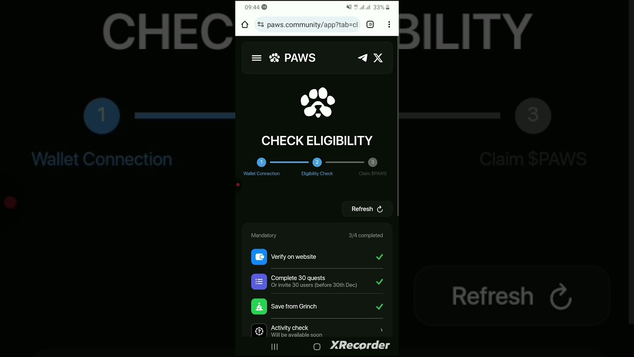 Paws Eligibility Check - New update on Paws