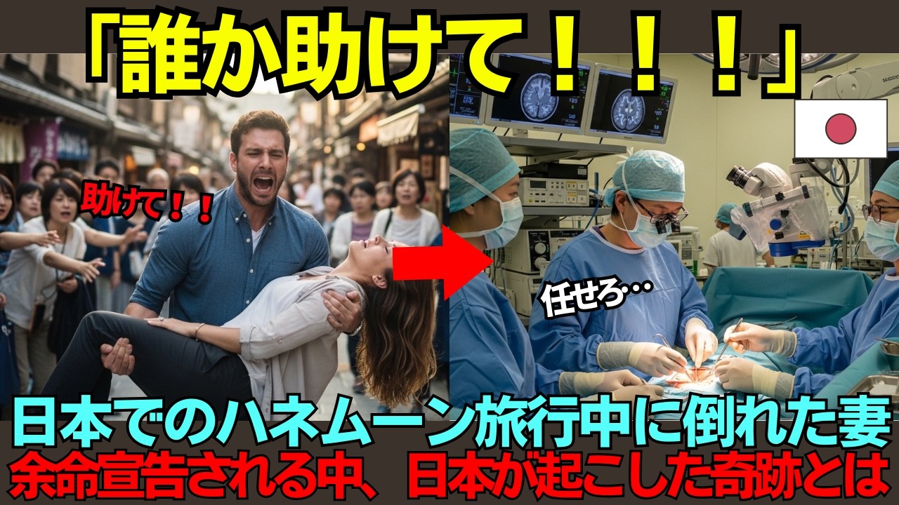 【海外の反応】「ハネムーンで余命宣告」結婚3ヶ月の新婚旅行中に妻35歳が倒れる…京都で緊急手術の結果、未来が変わった