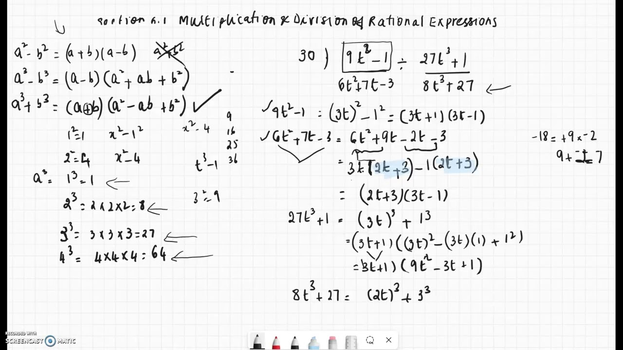 MTH100 Section 6.2 Mult & Div of Rational Expessions Part 2
