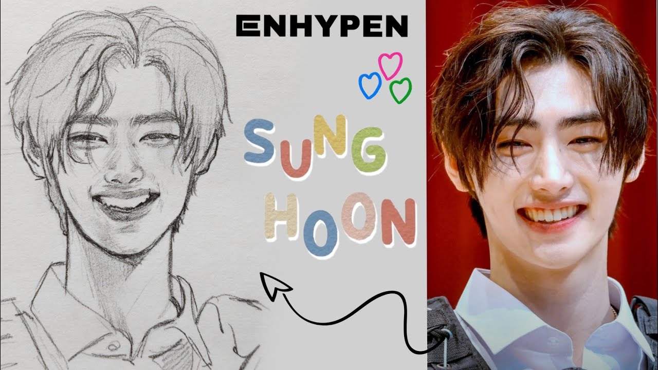 Step by Step Tutorial: Drawing Sunghoon from ENHYPEN