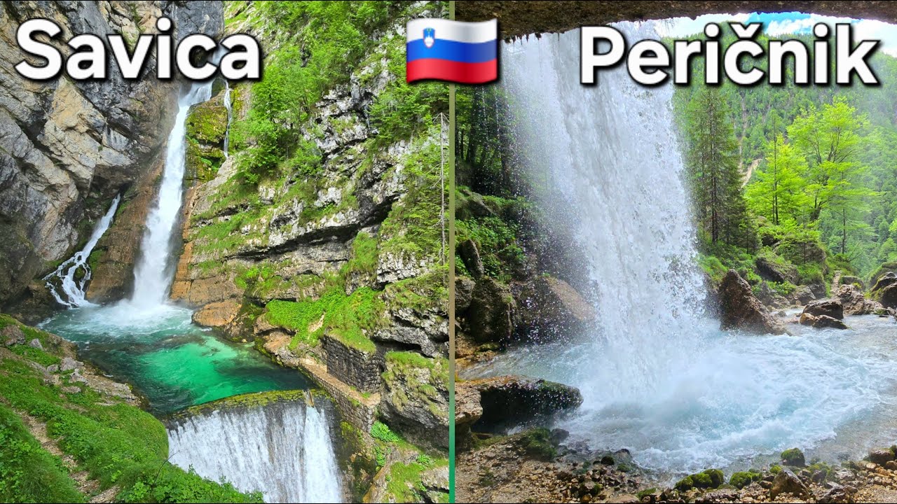 Slovenia - Slap Savica and Slap Peričnik, two stunning Slovenian waterfalls in the forests.