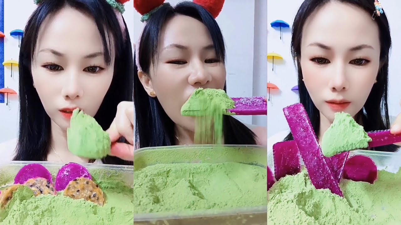 ASMR :Heavy Matcha powder ice|solo bites|Soft ice|crushed hard ice|white ice eating|V-good crunchy