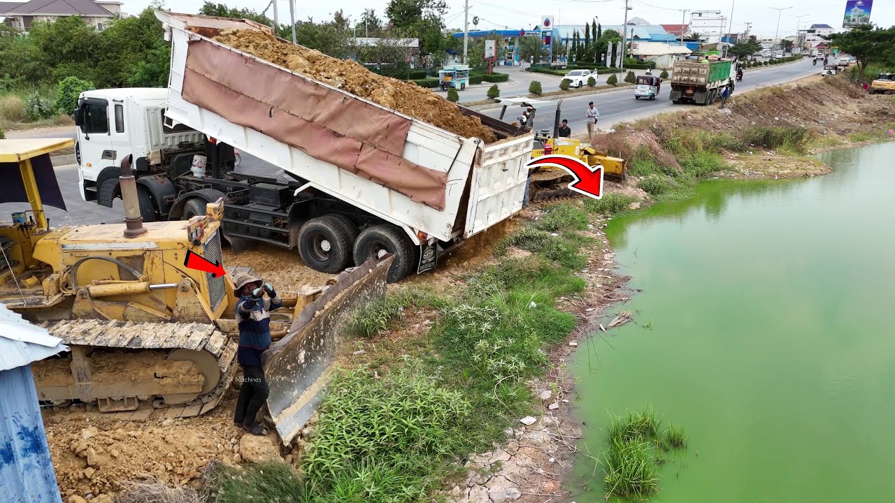 Incredible Giant Project! Massive Hyundai 25T Dump Truck Fill Land, Bulldozer Team Push Tons Soil!