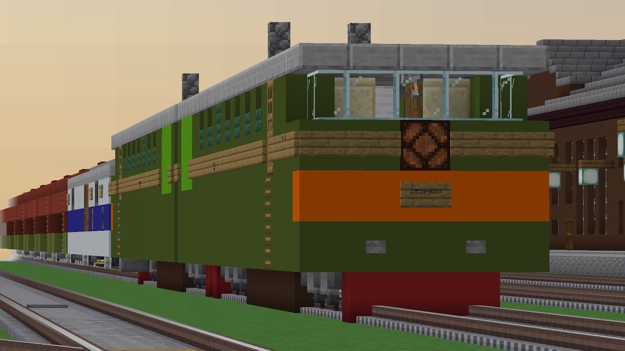 Driving a freight train in minecraft Create mod