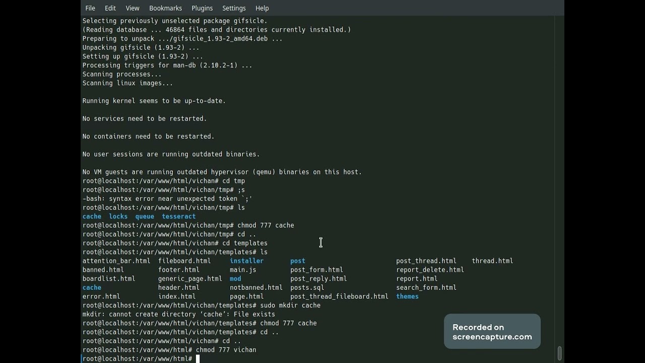 vichan installation ubuntu 22.04 terminal view only