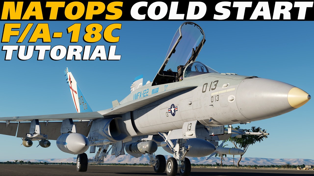 DCS F/A-18C Hornet NATOPS Cold Start, Taxi & Takeoff Tutorial!