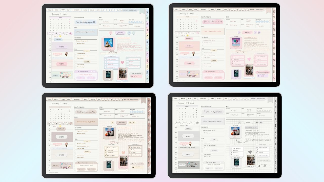 (Free Sample) Undated Planner (Pastel, Earthy, Pink, Black and White Theme) - Flip Through