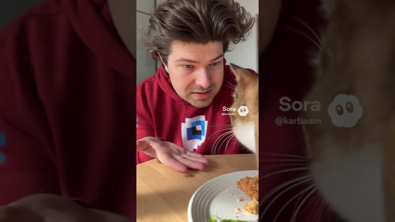 Фиксай и мяул￼ украл￼ со стола еду 😂￼