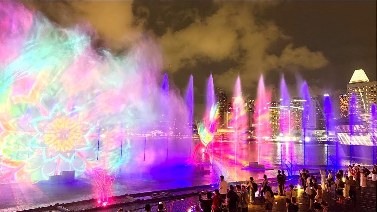 お散歩配信バレンタインデーに水上ショーをお届け！シンガポールマリーナベイSingapore valentine's day#singapore#お散歩#ライブ配信