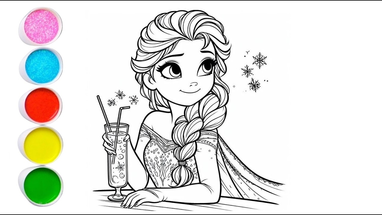 Cute Elsa Frozen Drawing for kids, Painting & Coloring for kids, Toddlers | Let's Draw Together