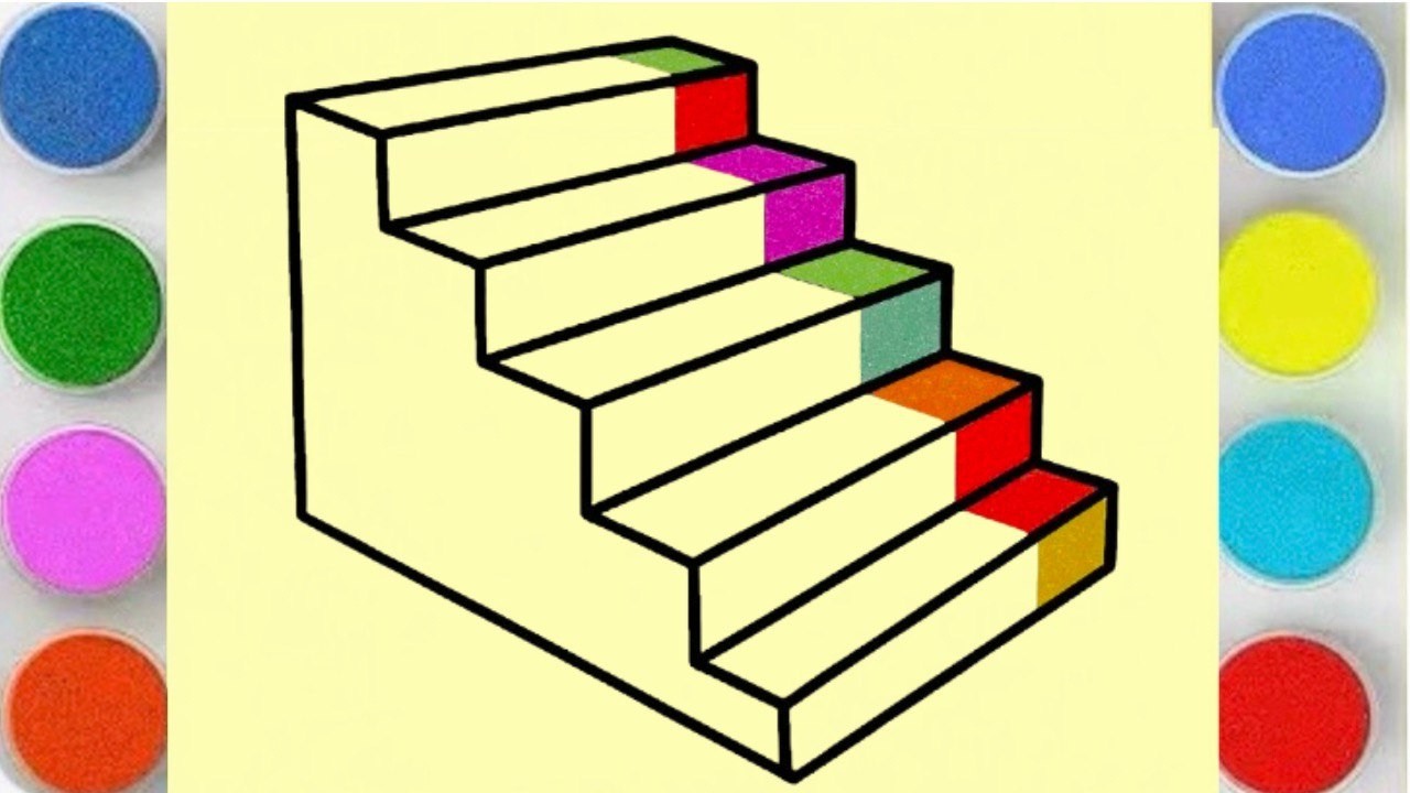 Sand painting 3D Stairs | Satisfying Coloring for Kids & Toddlers