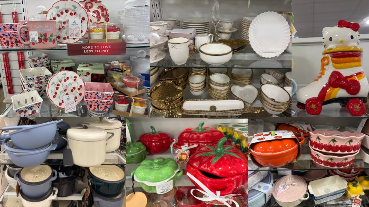 NEW DINNERWARE AND KITCHEN ESSENTIALS AT HOMEGOODS | Summer and spring Shopping- shop with me