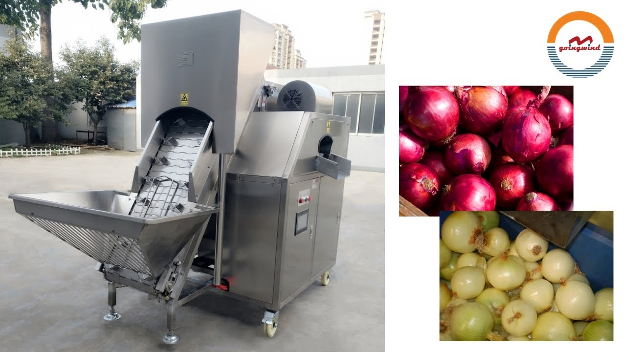 Automatic onion peeling skinning machine industrial double lanes onions skin peeler equipment