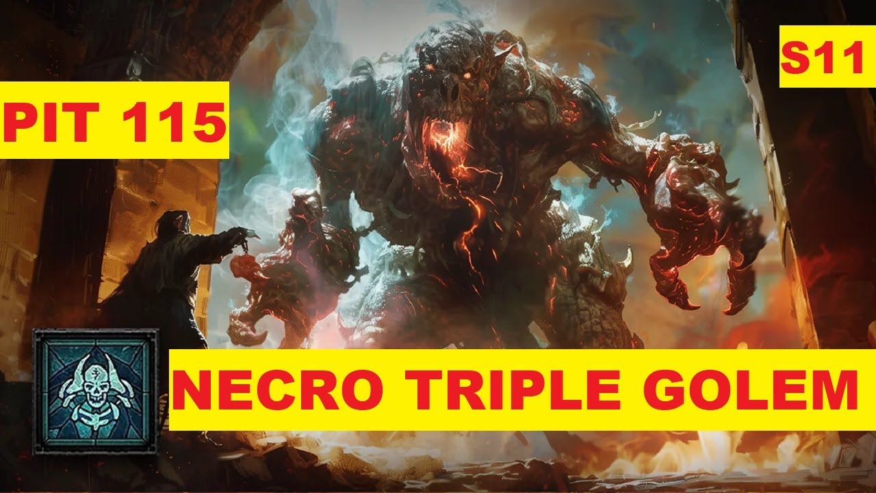 Diablo 4 Necromancer Triple Golem Build  PIT 115 Season 11 (FULL RUN)