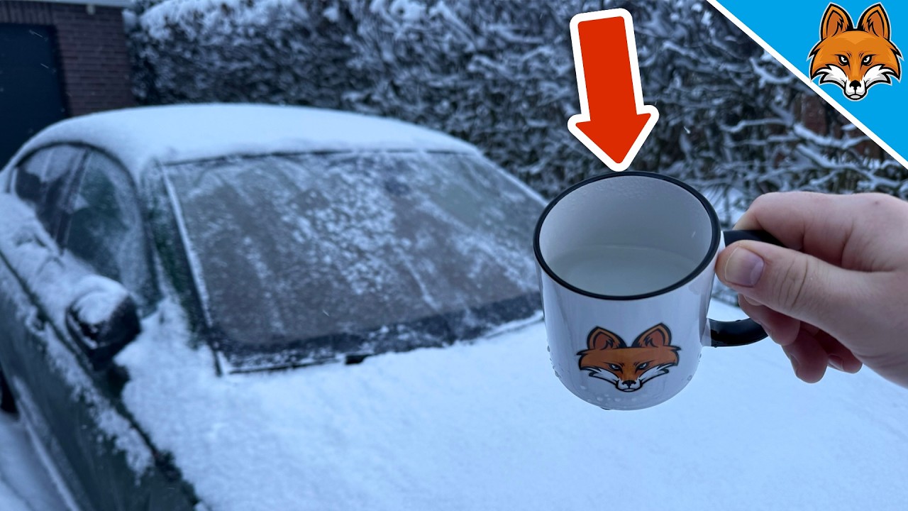 Hei&szlig;es Wasser &uuml;ber vereiste Autoscheibe?💥(In Sekunden Eisfrei)🤯