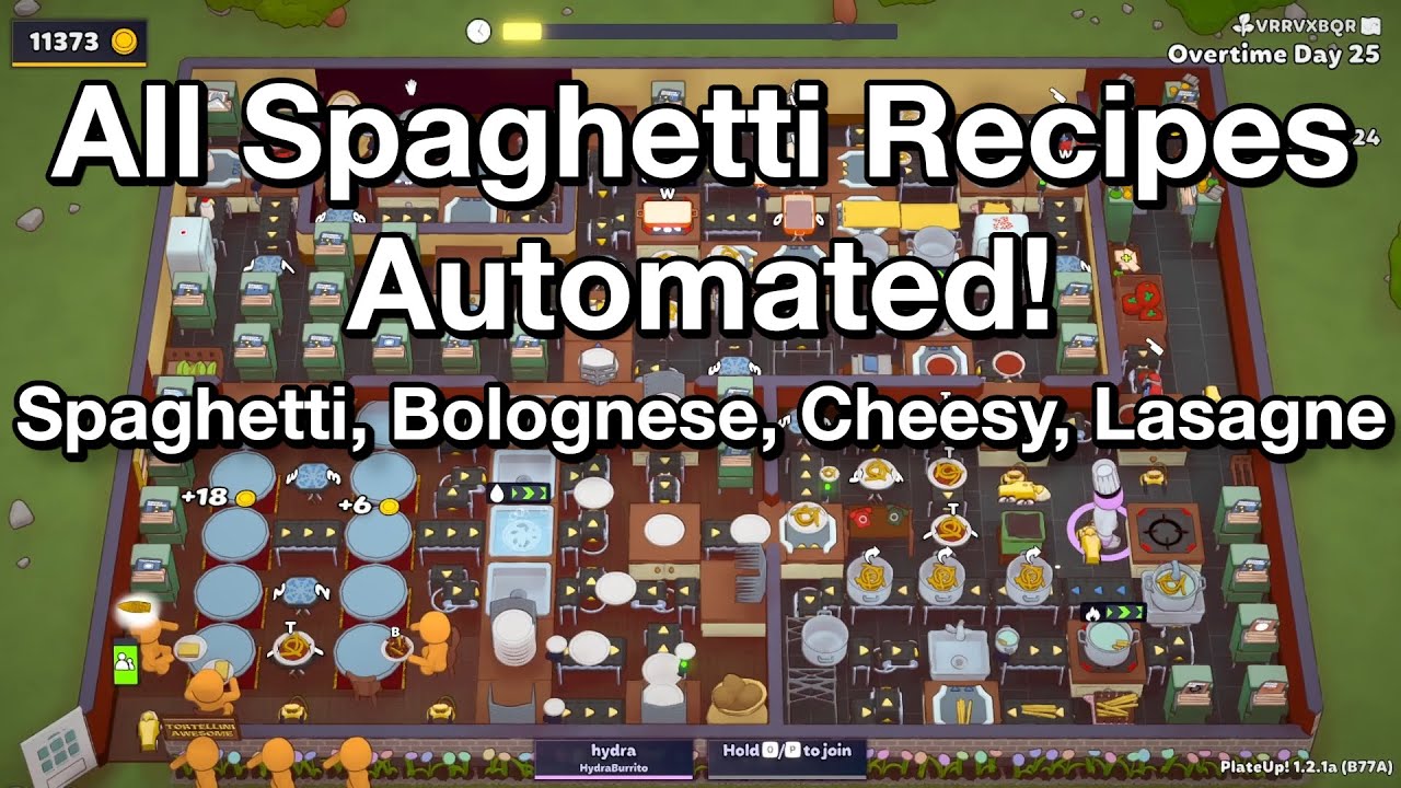 All Spaghetti Recipes, Automated (mostly)! - Solo Day 1 to OT25 - PlateUp!