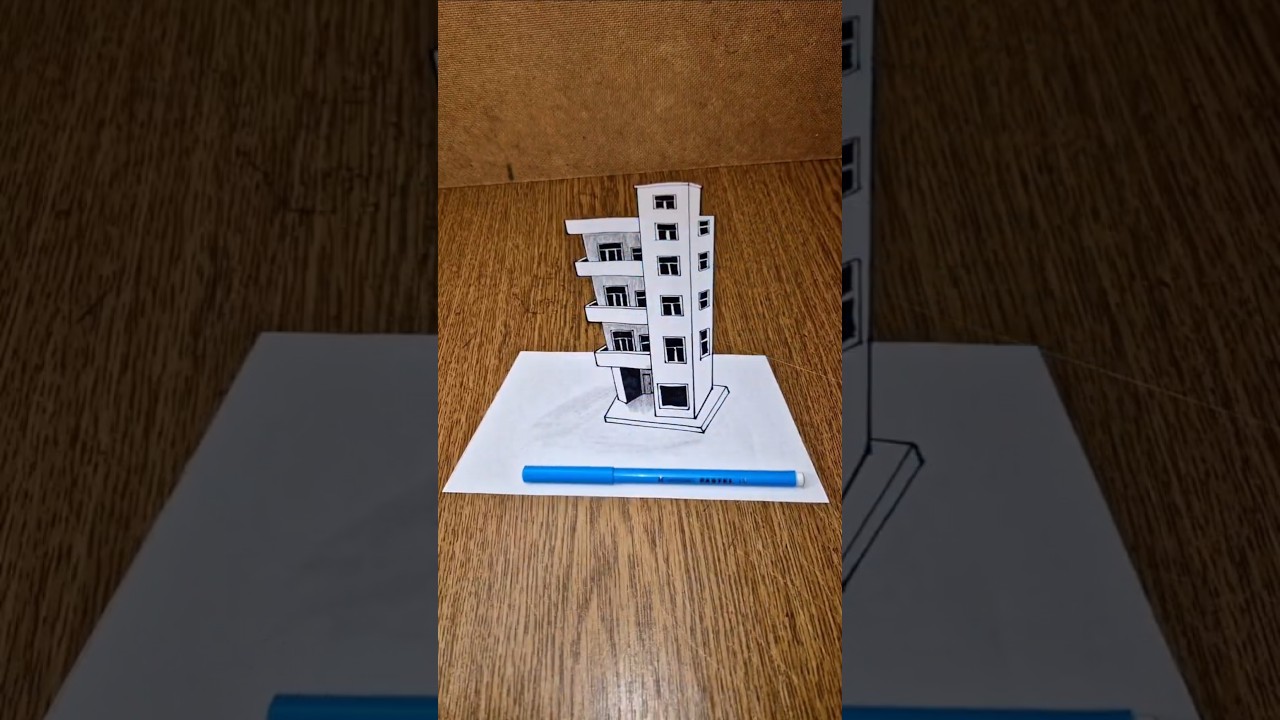 How to draw a Building in 3D 🏣 #3ddrawing #easy3d #art #drawing #howtodraw